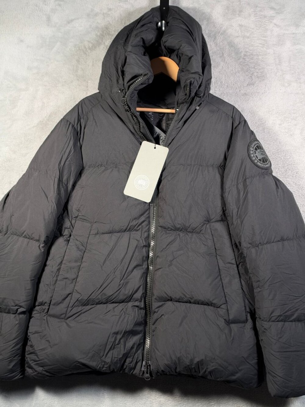 Canada Goose Puffer Jacket Mens L Black Crofton Matte Black Label Hooded 2282MB